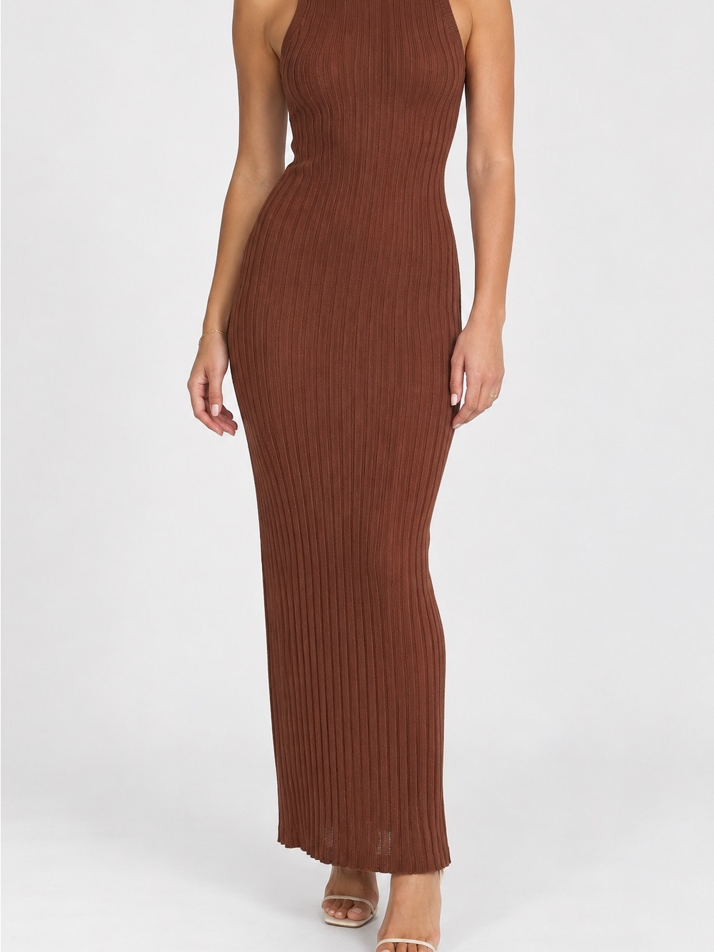 Joe Fresh Ribbed Maxi Dress in Chocolate Brown